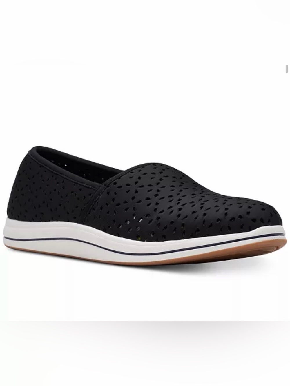 Clarks Black Perforated Slip-On Flats